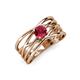 3 - Marini Bold Round Ruby Solitaire Criss Cross Promise Ring 