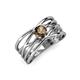 3 - Marini Bold Round Smoky Quartz Solitaire Criss Cross Promise Ring 