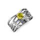 3 - Marini Bold Round Yellow Diamond Solitaire Criss Cross Promise Ring 