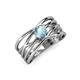 3 - Marini Bold Round Aquamarine Solitaire Criss Cross Promise Ring 