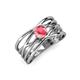 3 - Marini Bold Round Pink Tourmaline Solitaire Criss Cross Promise Ring 