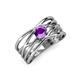 3 - Marini Bold Round Amethyst Solitaire Criss Cross Promise Ring 