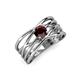 3 - Marini Bold Round Red Garnet Solitaire Criss Cross Promise Ring 