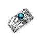3 - Marini Bold Round London Blue Topaz Solitaire Criss Cross Promise Ring 