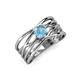 3 - Marini Bold Round Blue Topaz Solitaire Criss Cross Promise Ring 