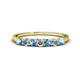 1 - Vivian 3.00 mm Blue Topaz and Lab Grown Diamond 7 Stone Wedding Band 
