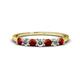 1 - Vivian 3.00 mm Red Garnet and Lab Grown Diamond 7 Stone Wedding Band 