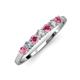 4 - Vivian 3.00 mm Rhodolite Garnet and Lab Grown Diamond 7 Stone Wedding Band 