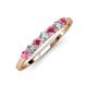 4 - Vivian 3.00 mm Rhodolite Garnet and Lab Grown Diamond 7 Stone Wedding Band 