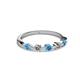 2 - Keva 3.00 mm Blue Topaz and Lab Grown Diamond 5 Stone Wedding Band 