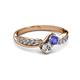 3 - Nicia 0.78 ctw Tanzanite and Diamond (4.00 mm) accented Natural Diamonds Women Two Stone Bypass Engagement Ring 