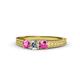 1 - Reveka Pink Sapphire and Lab Grown Diamond Three Stone Engagement Ring 