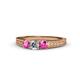 1 - Reveka Pink Sapphire and Lab Grown Diamond Three Stone Engagement Ring 
