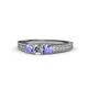1 - Reveka Tanzanite and Lab Grown Diamond Three Stone Engagement Ring 