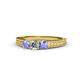1 - Reveka Tanzanite and Lab Grown Diamond Three Stone Engagement Ring 