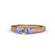 1 - Reveka Tanzanite and Lab Grown Diamond Three Stone Engagement Ring 