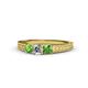 1 - Reveka Green Garnet and Lab Grown Diamond Three Stone Engagement Ring 