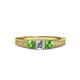 2 - Reveka Green Garnet and Lab Grown Diamond Three Stone Engagement Ring 
