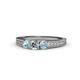 1 - Reveka Aquamarine and Lab Grown Diamond Three Stone Engagement Ring 