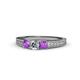 1 - Reveka Amethyst and Lab Grown Diamond Three Stone Engagement Ring 