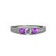 2 - Reveka Amethyst and Lab Grown Diamond Three Stone Engagement Ring 