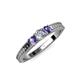 3 - Reveka Iolite and Lab Grown Diamond Three Stone Engagement Ring 
