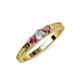 3 - Reveka Rhodolite Garnet and Lab Grown Diamond Three Stone Engagement Ring 