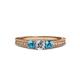 2 - Reveka London Blue Topaz and Lab Grown Diamond Three Stone Engagement Ring 