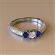 2 - Reveka Blue Sapphire and Lab Grown Diamond Three Stone Engagement Ring 