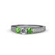 1 - Reveka Green Garnet and Lab Grown Diamond Three Stone Engagement Ring 