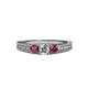 2 - Reveka Rhodolite Garnet and Lab Grown Diamond Three Stone Engagement Ring 