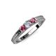 3 - Reveka Rhodolite Garnet and Lab Grown Diamond Three Stone Engagement Ring 