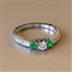 2 - Reveka Emerald and Lab Grown Diamond Three Stone Engagement Ring 