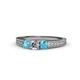 1 - Reveka London Blue Topaz and Lab Grown Diamond Three Stone Engagement Ring 