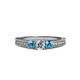 2 - Reveka London Blue Topaz and Lab Grown Diamond Three Stone Engagement Ring 
