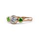 1 - Avrit Green Garnet and Lab Grown Diamond Three Stone Engagement Ring 