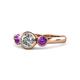 1 - Avrit Amethyst and Lab Grown Diamond Three Stone Engagement Ring 