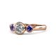 1 - Avrit Iolite and Lab Grown Diamond Three Stone Engagement Ring 
