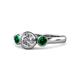 1 - Avrit Emerald and Lab Grown Diamond Three Stone Engagement Ring 