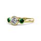 1 - Avrit Emerald and Lab Grown Diamond Three Stone Engagement Ring 
