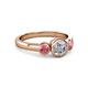 2 - Avrit Pink Tourmaline and Lab Grown Diamond Three Stone Engagement Ring 