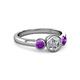 2 - Avrit Amethyst and Lab Grown Diamond Three Stone Engagement Ring 