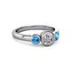 2 - Avrit Blue Topaz and Lab Grown Diamond Three Stone Engagement Ring 