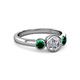 2 - Avrit Emerald and Lab Grown Diamond Three Stone Engagement Ring 