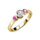 3 - Avrit Pink Sapphire and Lab Grown Diamond Three Stone Engagement Ring 