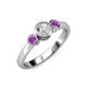 3 - Avrit Amethyst and Lab Grown Diamond Three Stone Engagement Ring 