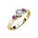 3 - Avrit Amethyst and Lab Grown Diamond Three Stone Engagement Ring 