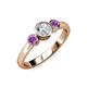 3 - Avrit Amethyst and Lab Grown Diamond Three Stone Engagement Ring 