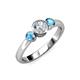 3 - Avrit Blue Topaz and Lab Grown Diamond Three Stone Engagement Ring 