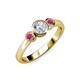 3 - Avrit Rhodolite Garnet and Lab Grown Diamond Three Stone Engagement Ring 